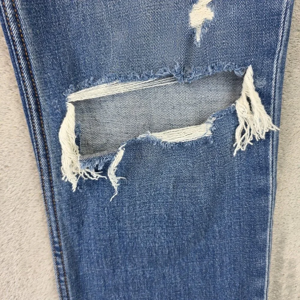 Abercrombie & Fitch Jeans Womens 28 Blue Ankle Straight High Rise Distressed - Picture 4 of 12